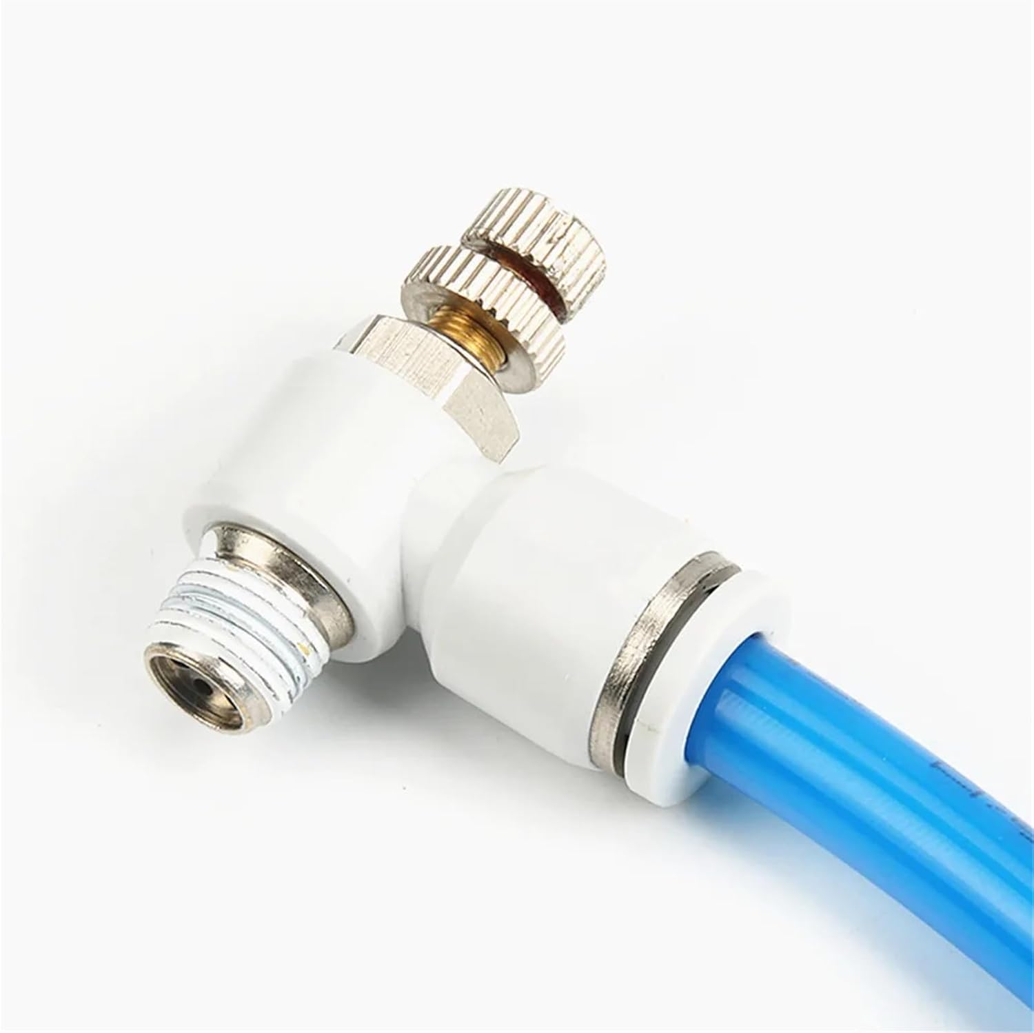 White 4-12mm Tube - M5 1/8" 1/4" 3/8" 1/2" Male Thread Push to connect Fitting Elbow Pneumatic Speed Flow Controller Fittings(10mm)