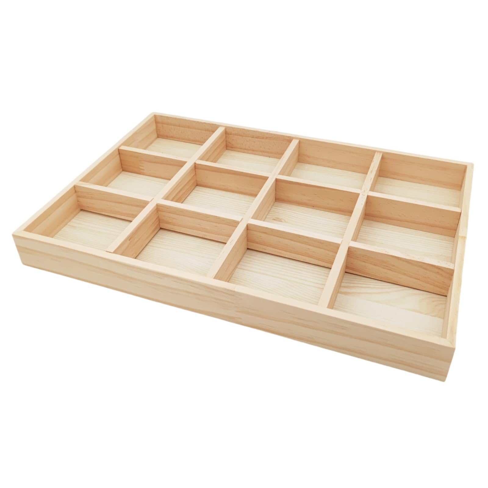 Anktily Unfinished Wooden Storage Divider Box, Showcase Display Box with 12 Compartments, Socks Organizer, Underwear Storage Case, Wood Display Tray for Jewellery, Collectibles โ image 1