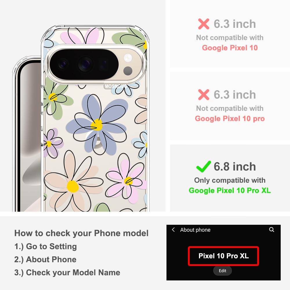 MOSNOVO Case for Google Pixel 10 & Pixel 10 Pro, [Buffertech 6.6ft Military-Grade Drop Protection] [Anti Peel Off Tech] Clear TPU Bumper Phone Case Cover Design - Cute Cherry — view 61