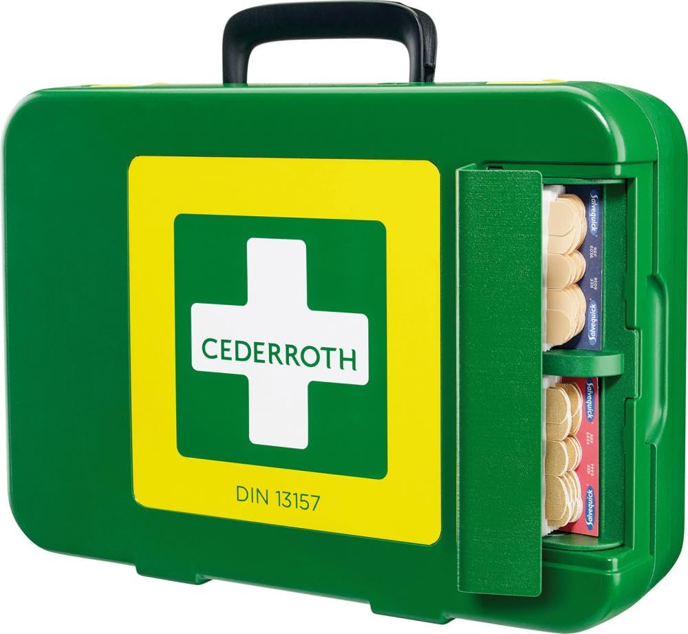 Cederroth First Aid Kit DIN 13157, gefüllter Erste-Hilfe-Koffer mit Pflasterspender, REF 390104