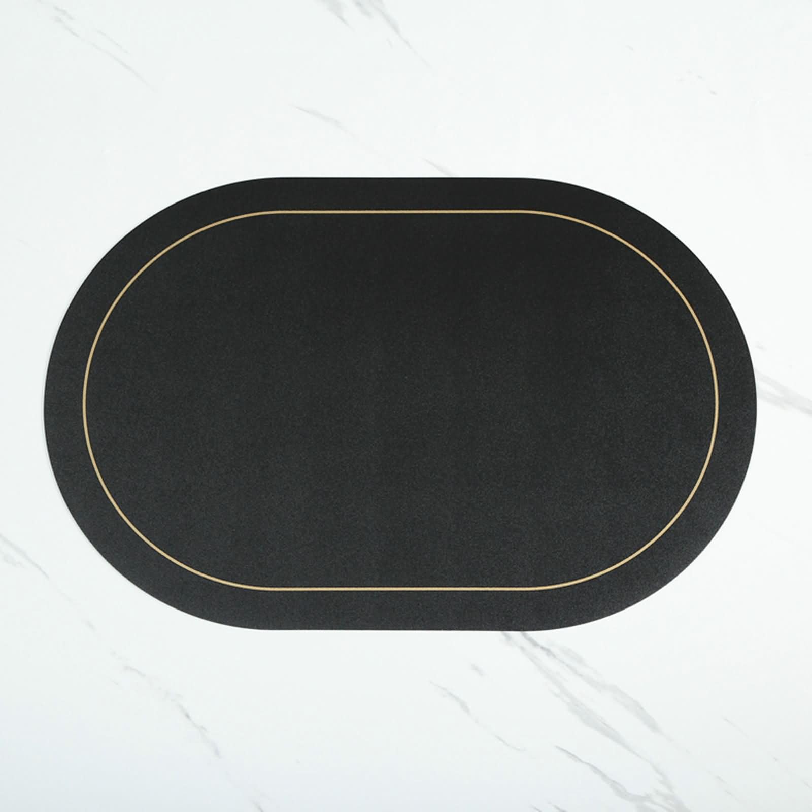 Tovaglietta Antiscivolo Colazione Set 8, 45 x 30 CM Nero Set Tovagliette Lavabili Pelle, Tinta Unita con Ovale