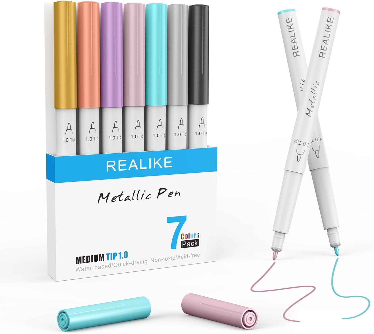 Metallic Pens Compatible with Cricut Maker 3/4/Explore 3/Air 2/Air Metallic Marker 7 pens Medium Point 1.0 for Drawing Coloring Writing Lettering