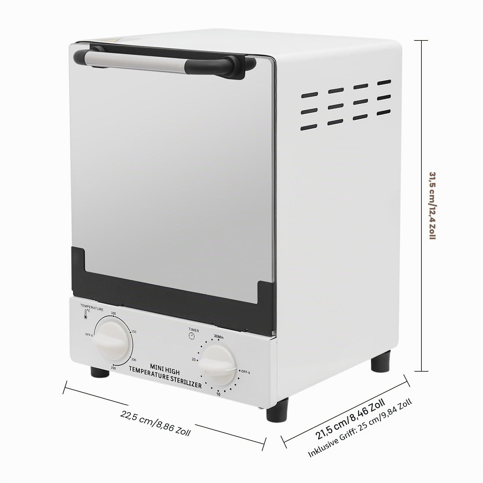 Sterilisator 1000W 250℃ Hochtemperatur Sterilisator 12L Kapazität 360°Design Heißluftsterilisator für Nagel Friseurwerkzeug Usw