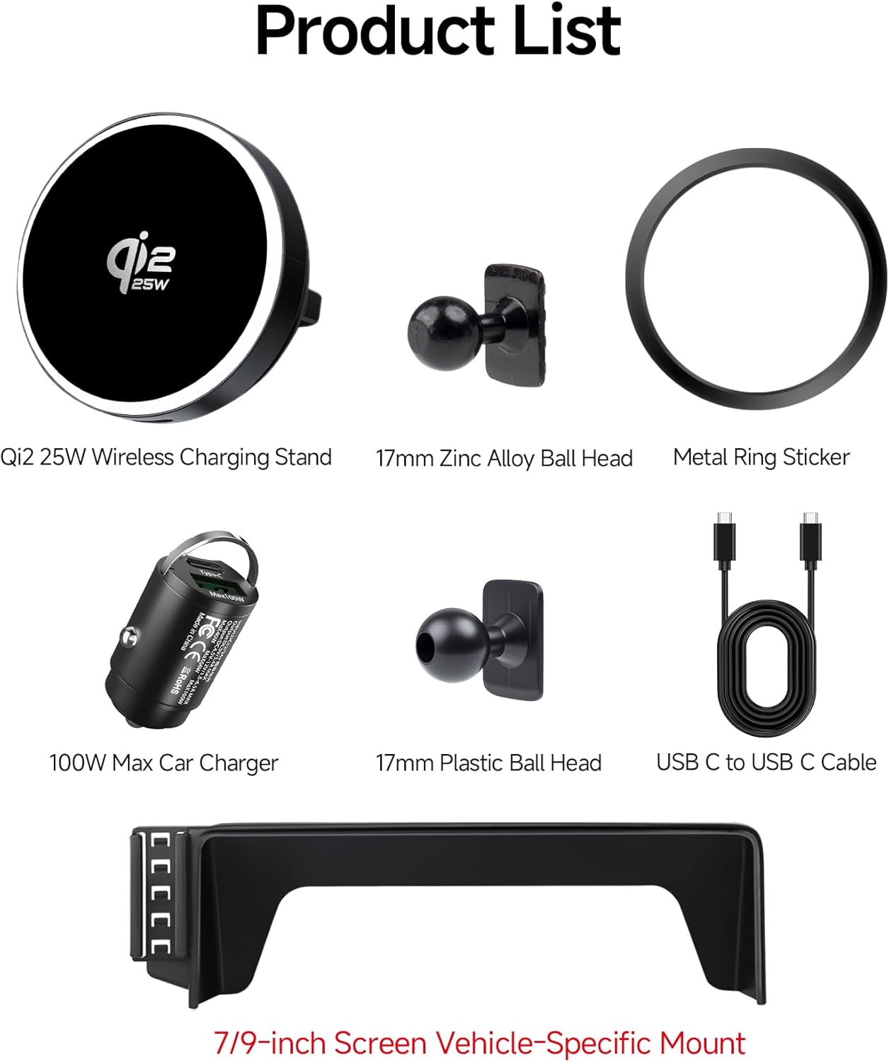 Qi2.2 Max 25W Fast Wireless Car Charger Phone Holder for 2022-2026 Honda Civic/Hybrid 7/9-Inch Screen, Magnetic Phone Mount Compatible with MagSafe