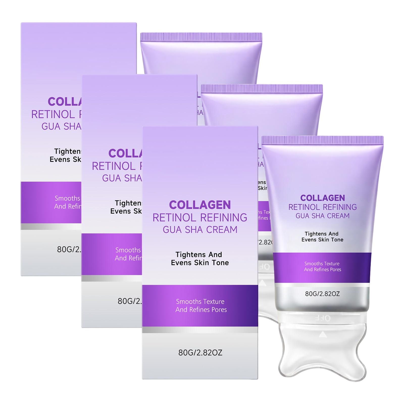 Collagen Retinol Gua Sha Cream for Skin Refining, Neck Massager Neck Cream for Toning and Lifting, from Chin to Décolleté, Daily Moisturiser, Care Against Fine Wrinkles