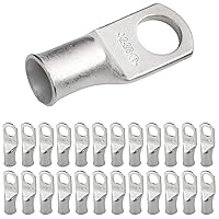 Vista 247 de SELTERM 25 piezas de lengüetas de cable de batería de cobre estañado de grado marino de 2/0 AWG de 3/8 pulgadas, terminales de anillo de calibre 00