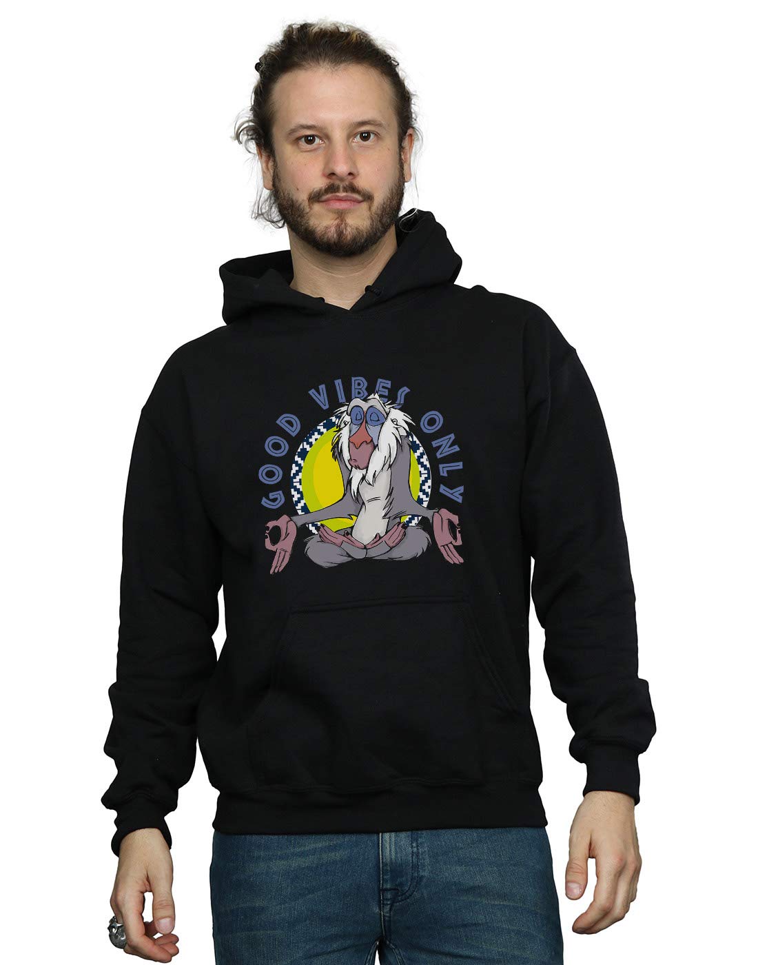 Disney Men's The Lion King Rafiki Good Vibes Only Hoodie Black Large