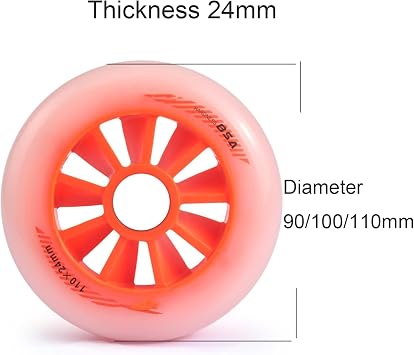 インラインスケートホイール 8個パック 90mm 100mm 110mm インラインホイール ABEC-9ベアリング交換用 硬度85A 速度と高いグリップ性能の向上