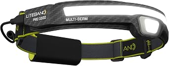 LITEBAND PRO Multi-Beam Rechargeable LED Headlamp, 1000 Lumens, Carbon
