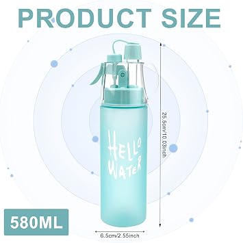 Water Spray Bottle Misting Water Bottle Sport Water Bottle for Outdoor Hydration 580ml Drinking Bottle with Flip Straw,for Cycling Climbing Fitness Hiking Running Mountaineering Humidification Cooling