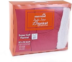 بطانية شيربا من قماش الفانيلا فائقة النعومة مينترا (احمر، حجم 87 بوصة × 95(XLarge))، مقاس موحد