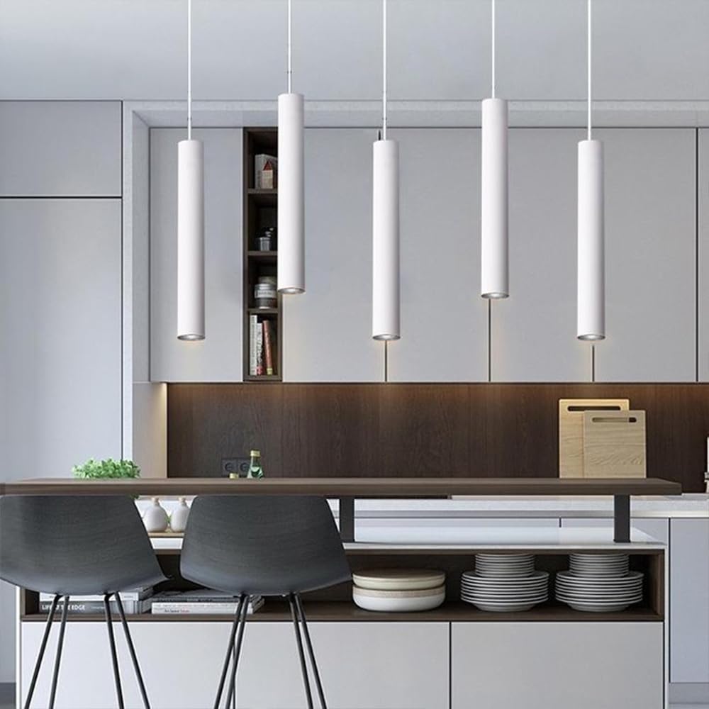 2 Pezzi Lampada a sospensione LED Lampadario Moderno Design Minimalista Lampada da soffitto LED Bianco Plafoniera Alluminio per Sala da pranzo Camera da letto Soggiorno Ristorante