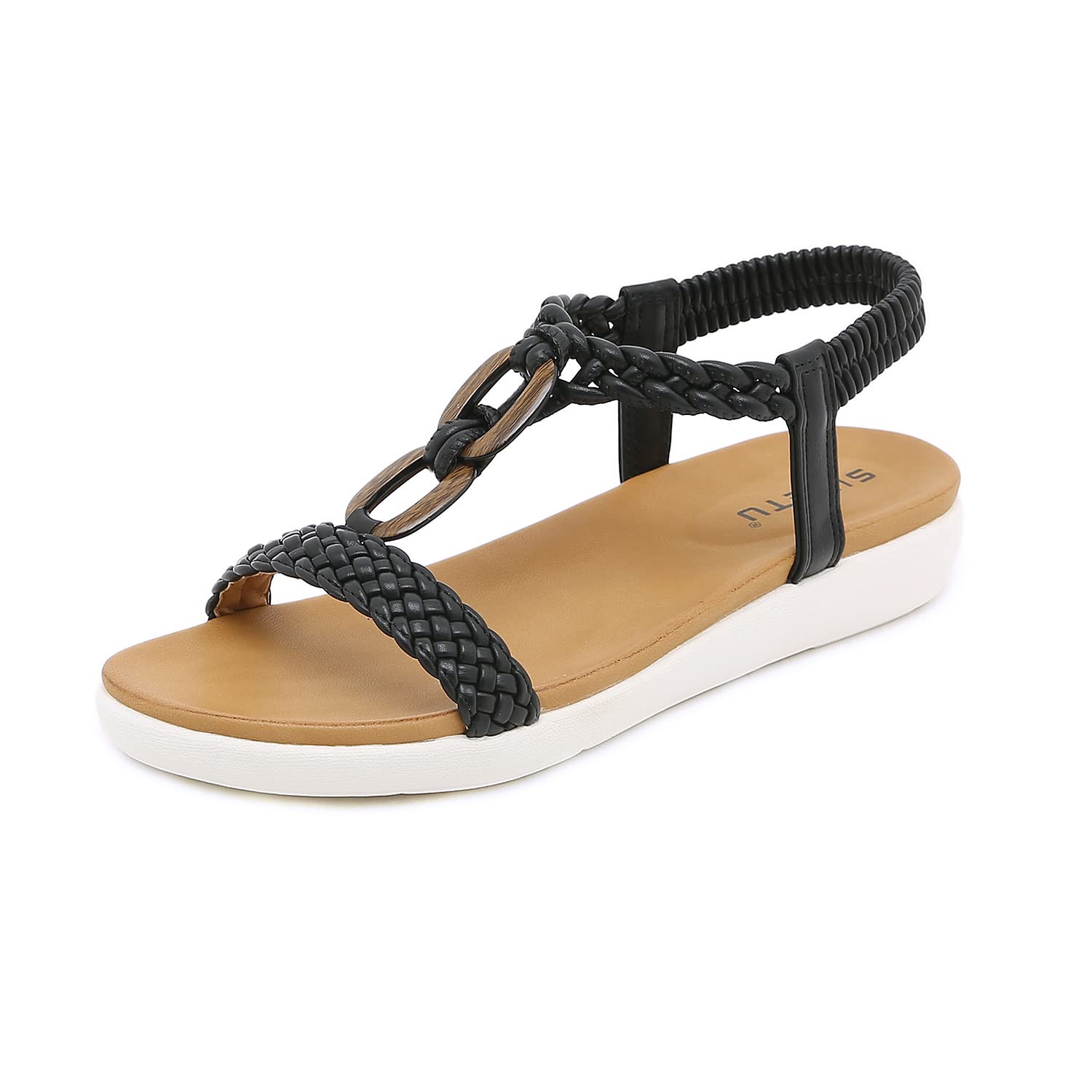 ZAPZEALOutdoor Sandals for Women with Elastic Band Comfortable Breathable Open Toe Lightweight, Camel Pink Black Size 6.5-9