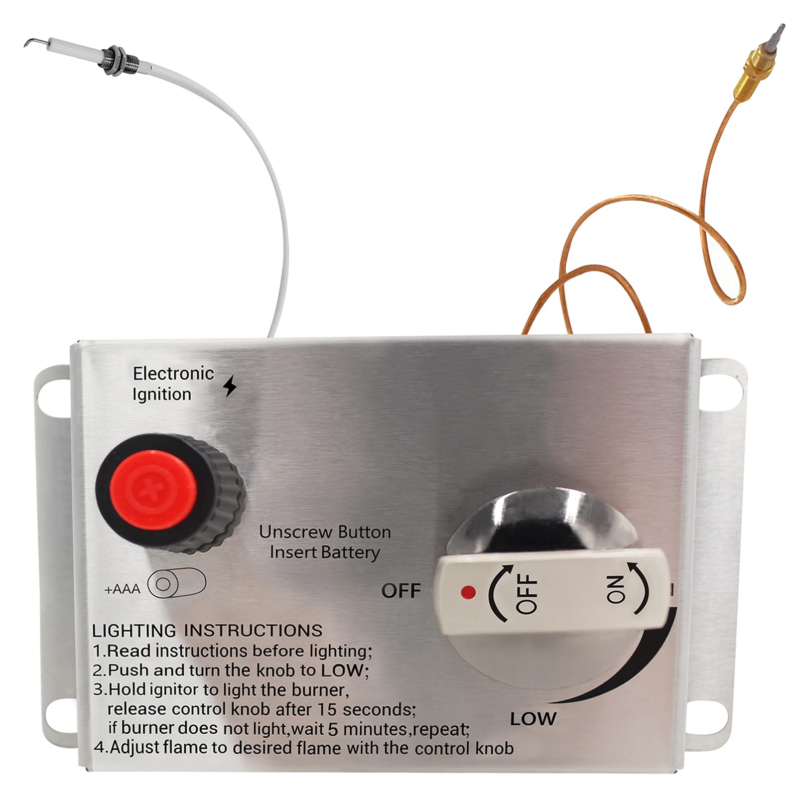 MOFLAME 5.98 x3.58 Inch Propane Gas Fire Pit Control Panel with Safety Flame Failure Valve and Thermocouple Ignition Knob Assembly Kit Max 50000 BTU