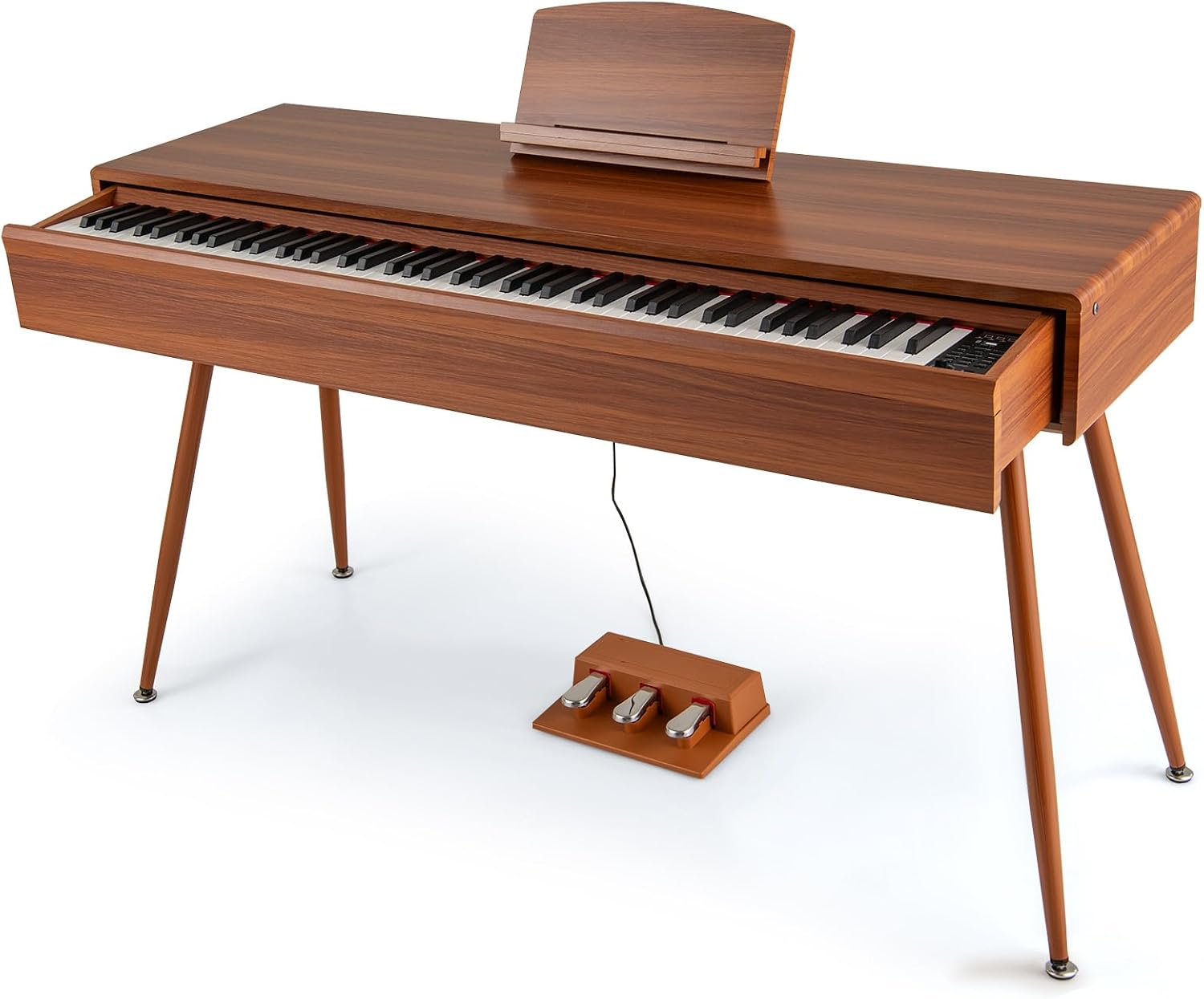 COSTWAY 88 Keys Digital Piano Fully Weighted Piano with Hammer Mechanism Keyboard Piano with Push-Pull Drawer Triple Pedal MIDI USB 800 Tones & 600 Rhythms Electric Piano for Beginners