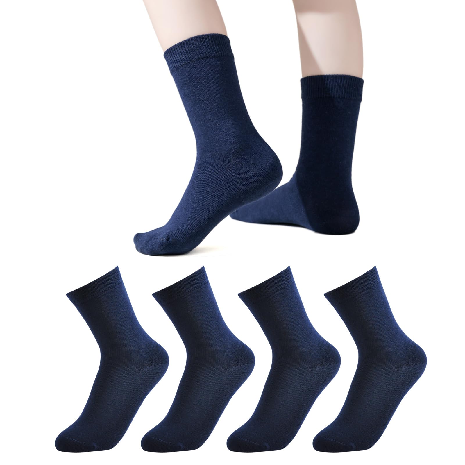 EPEIUS Kids Crew Socks Seamless Cotton Dress Socks for Boys Girls 1-15Y