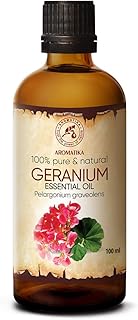 Huile Essentielle de Géranium 100ml - Pelargonium Graveolens - Aromathérapie - 100% Pur de Géranium Bourbon de Madagascar pour Humidificateur - Diffuseurs d'Huile - Soins du Corps pour les Femmes