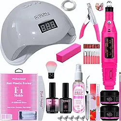 Kit Completo Manicure Unhas de Gel com Cabine Sun LED UV 48W e Lixadeira Elétrica Caneta Bivolt (Branco)