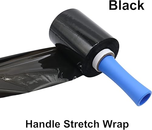 Miniatura 6 de BOMEI PACK Mini película elástica industrial negra, paquete de 2 rollos de 5 pulgadas x 1000 pies con asa, envoltura de plástico de calibre 80 para