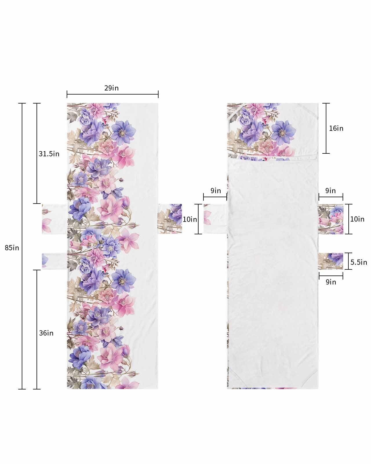 Pink Blue Spring Floral Beach Lounge Chair Towel Cover, Soft Chaise Lounge Towel with Side Pockets Patio Pool Chairs Cover for Beach/Pool Sunbathing 29x85 Summer Flower Botanical
