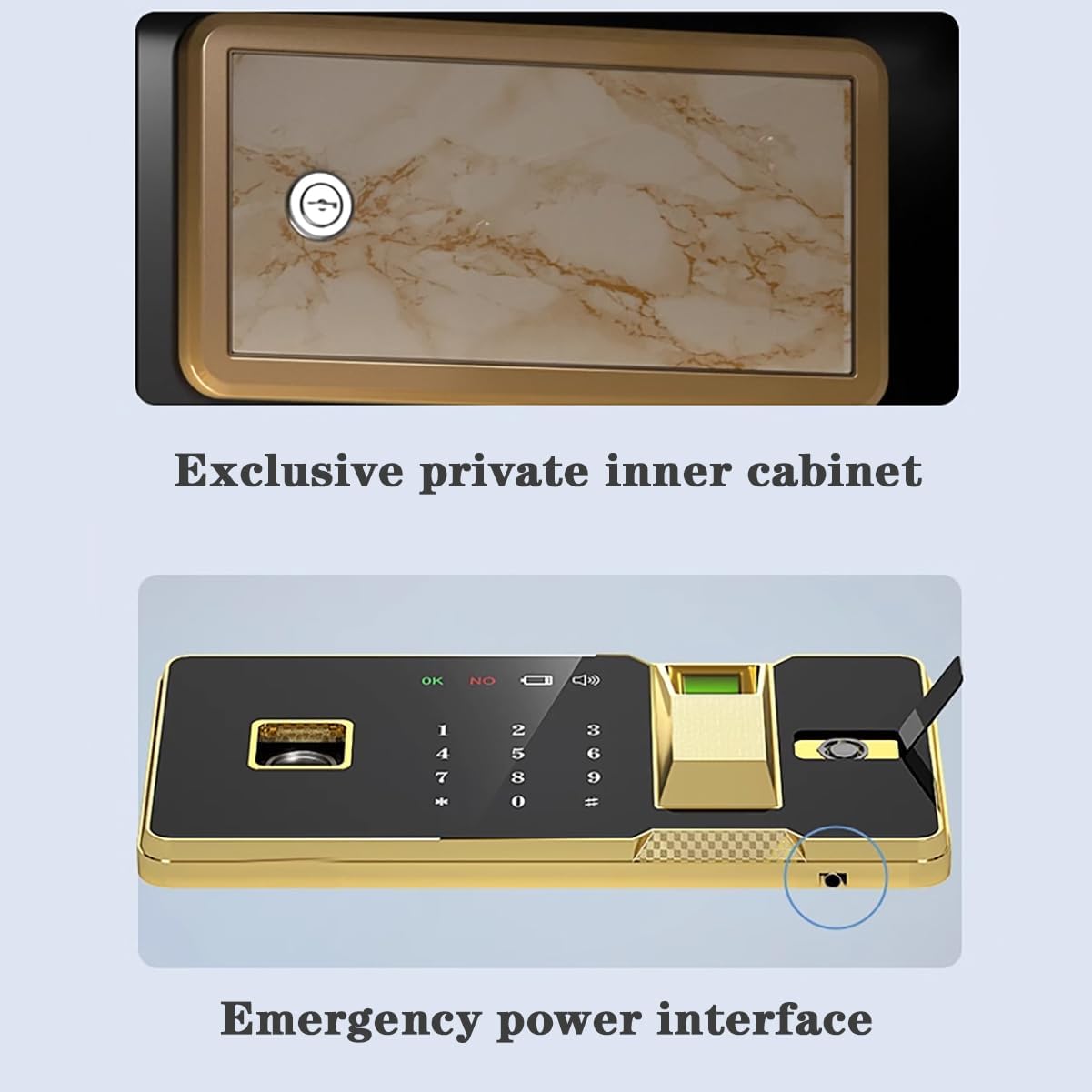 Safe with LCD Touch Screen and Dual Alarm System, Built-in LED Lights, Valuable Document Safe, Household Storage Box,D