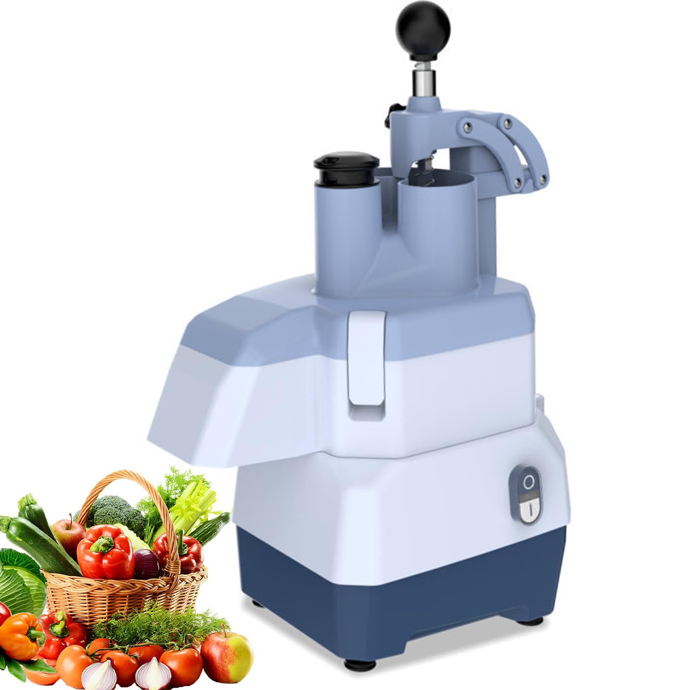 Komercyjna niszczarka - elektryczna krajalnica do warzyw i owoców 735 W z 4 głowicami tnącymi i podwójnym portem podawania - niszczy do 250 kg/godzinę do restauracji i gastronomii