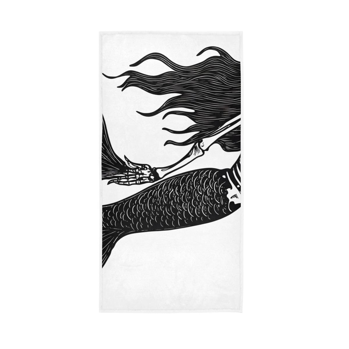 LSRCPD Skeletal Mermaid Hand Towels Bathroom, Hand Towel for Bathroom, Shower, Hotel, Spa 15 x 30 Inches