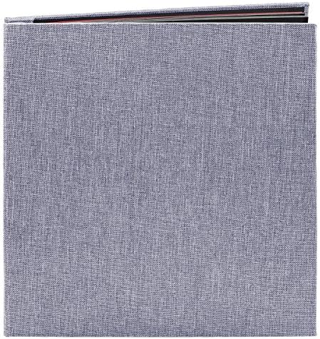 CenterZ Self Adhesive Photo Album DIY Scrapbook, 10.6x11 40 Pages Double Sided Magnetic Sheet, Rustic Linen Cloth Cover 3-Eyelet Binder Picture Booth Albums for Personalized Memory Keep (Grey + Black)