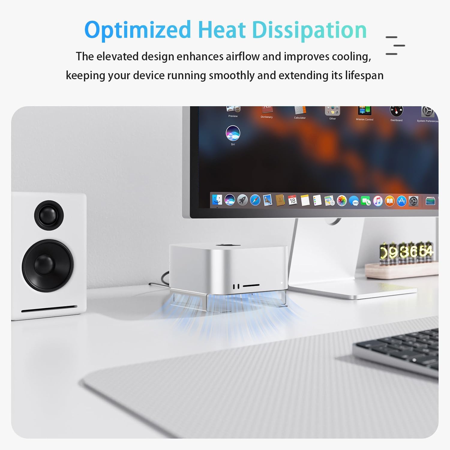IFCASE Aluminum Desktop Mount Stand for Mac Studio, Mac mini M2, M1 - Improved Cooling, Desk Organization (Silver)