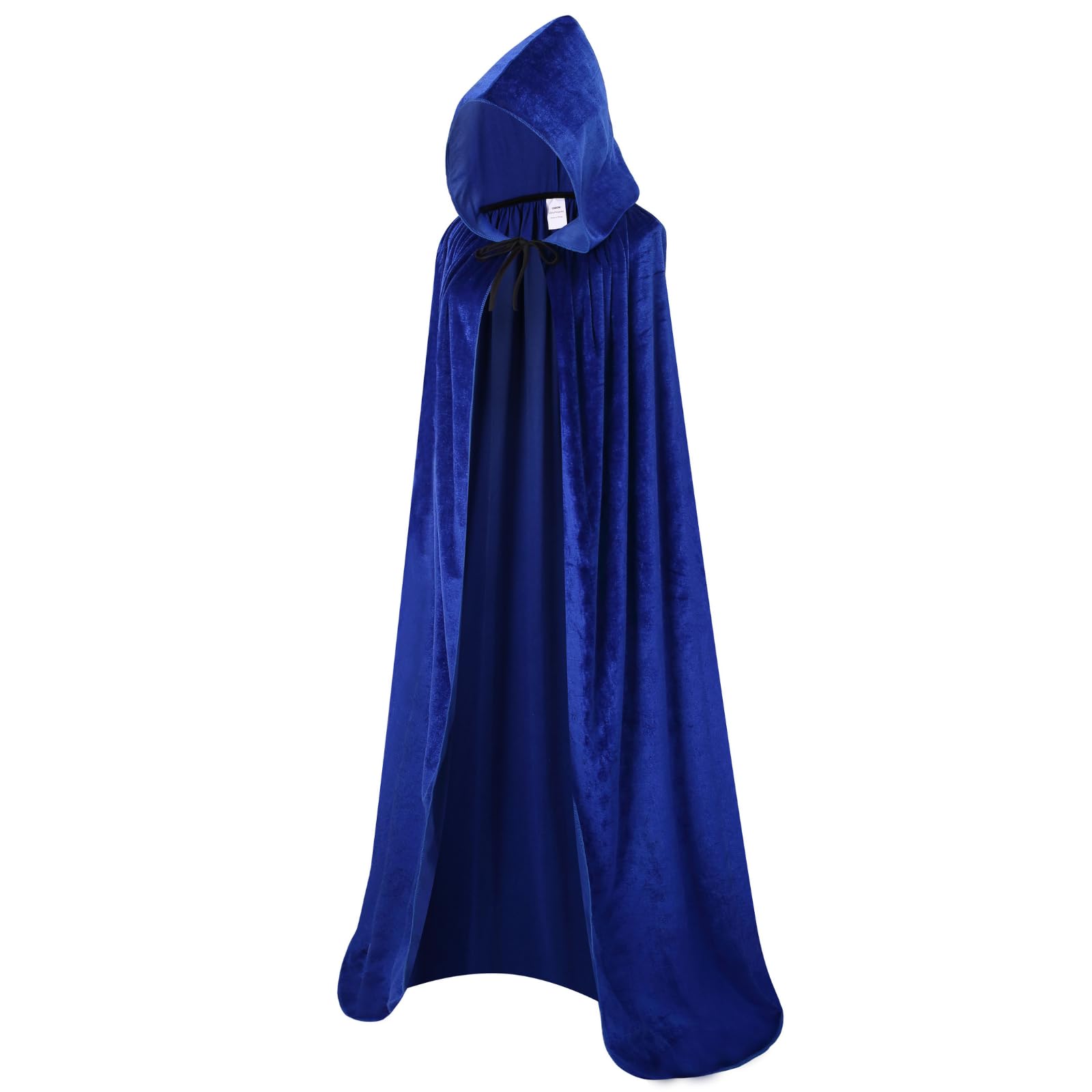 RRCBMD Adults Velvet Hooded Cape for Men Women Medieval Renaissance Unisex Cloak with Hood Blue Halloween Cosplay Costume 31.4inch - Image 4