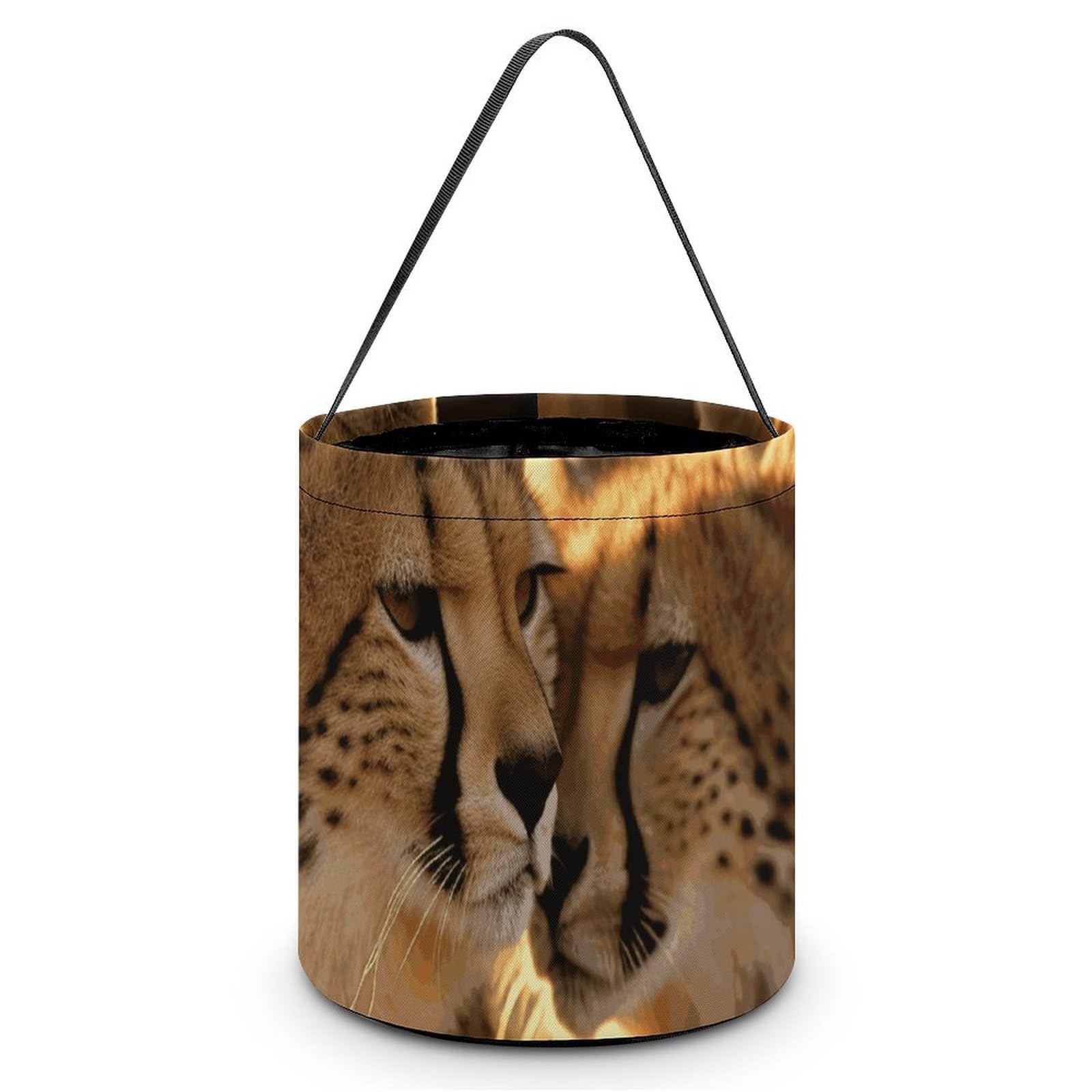 NTVOWPZO Halloween Candy Bucket Cheetah Love Trick Or Treat Bags Halloween Candy Tote Bag with Handles Reusable Candy Baskets for Halloween Party Supplies Favors Gift Bags