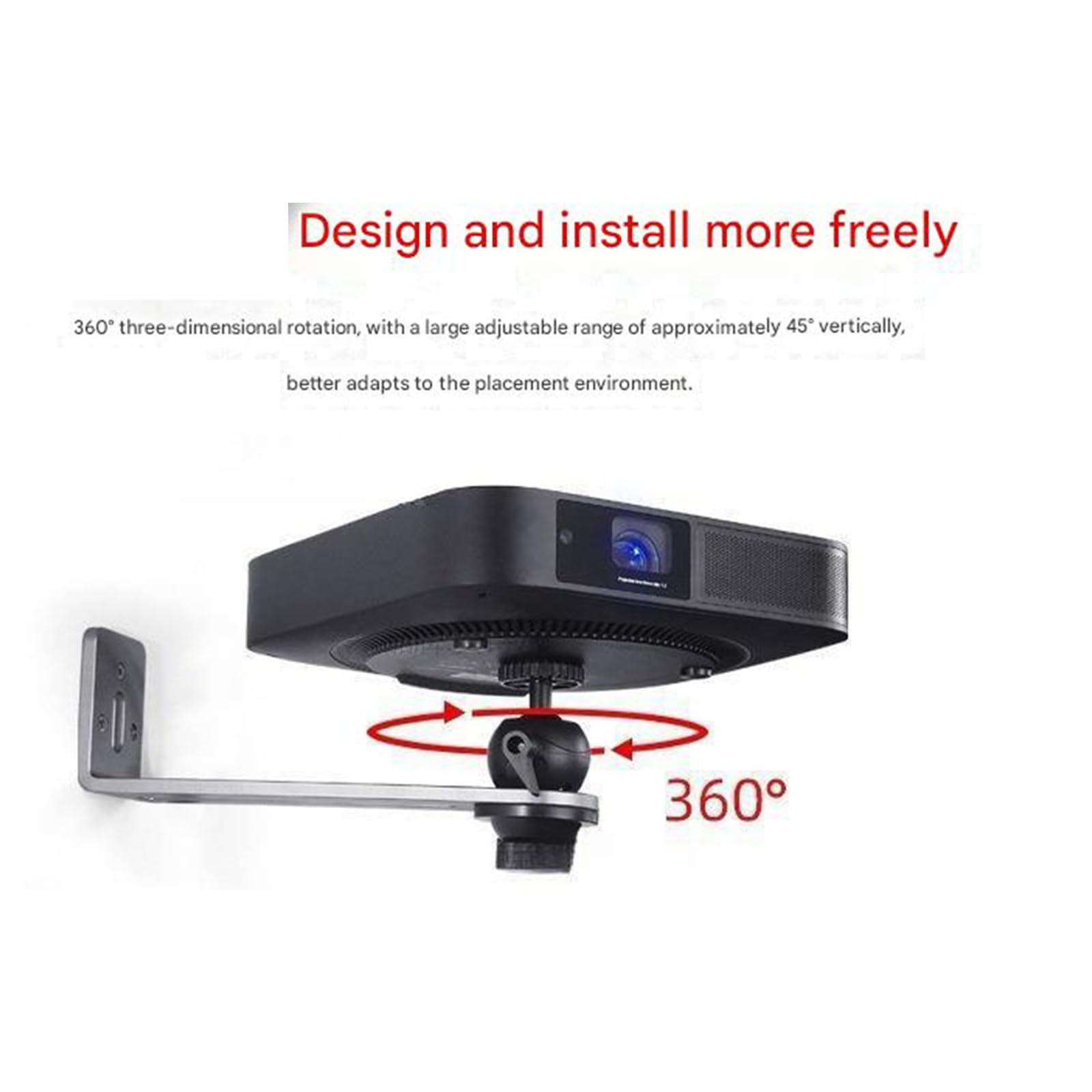 ordinarYone Soporte de pared ajustable para proyector de techo y escritorio con rotación de 360 grados, soporte de almacenamiento de 5 a 15 kg