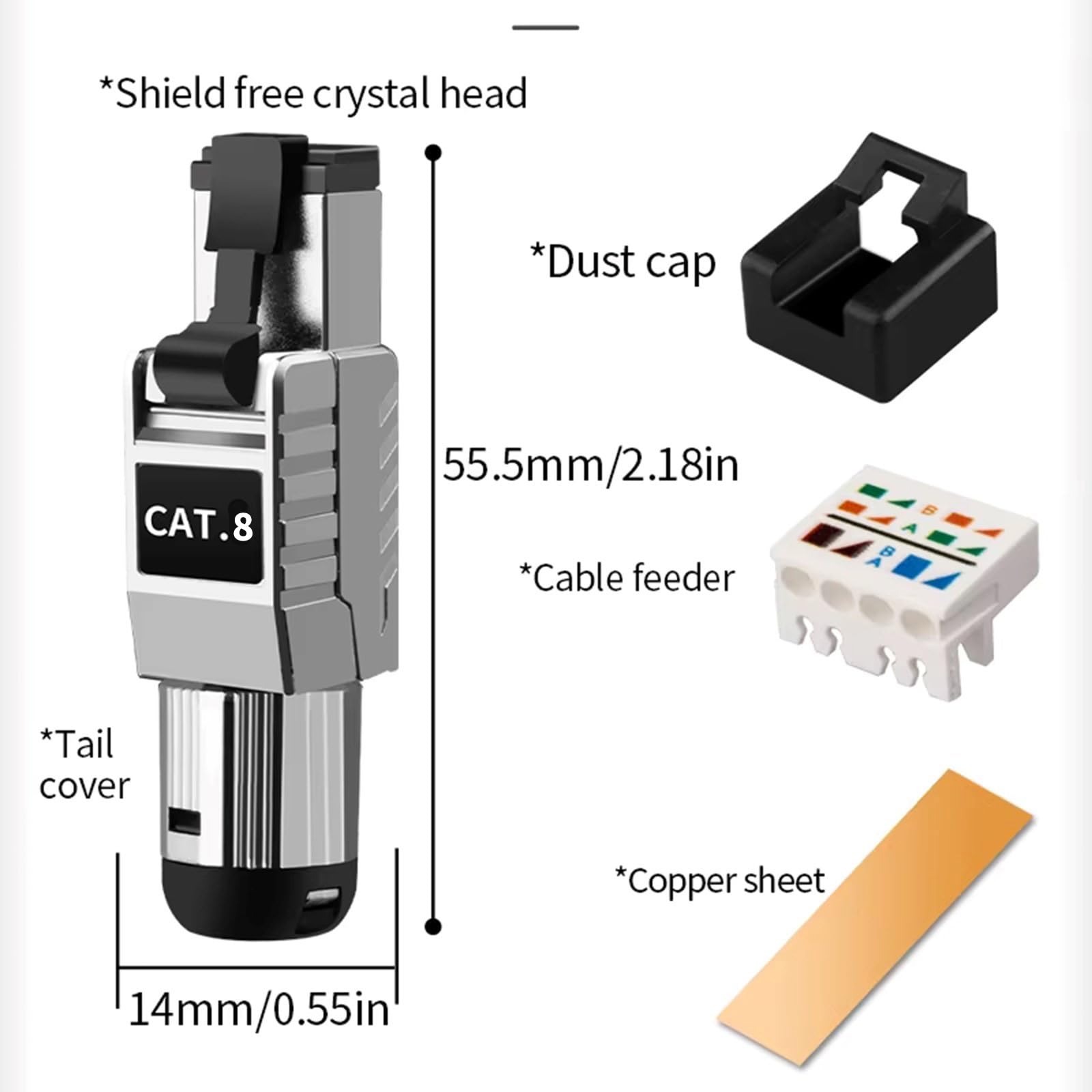 CAT8-Netzwerkstecker aus Metall für 10-Gigabit, 10pcs / set, 10pcs/set