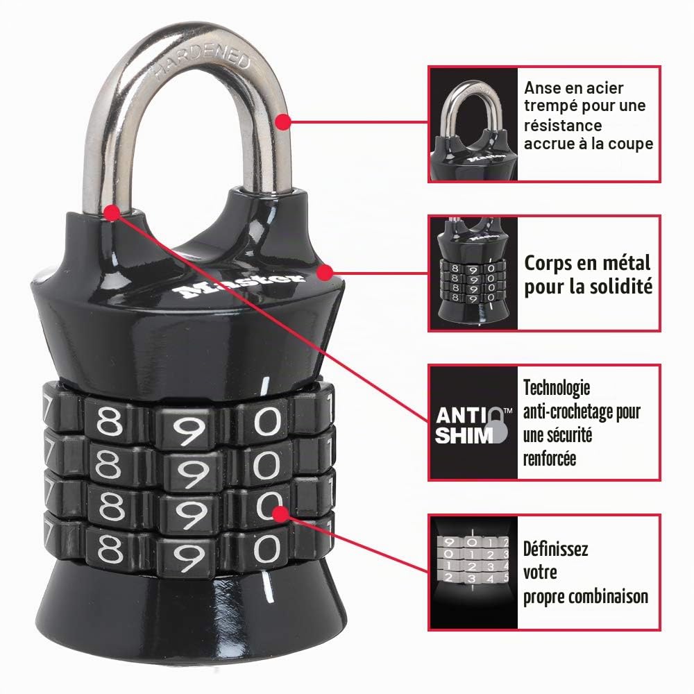 Master Lock - 1535D - Cadenas à combinaison pour casier - Couleurs variables