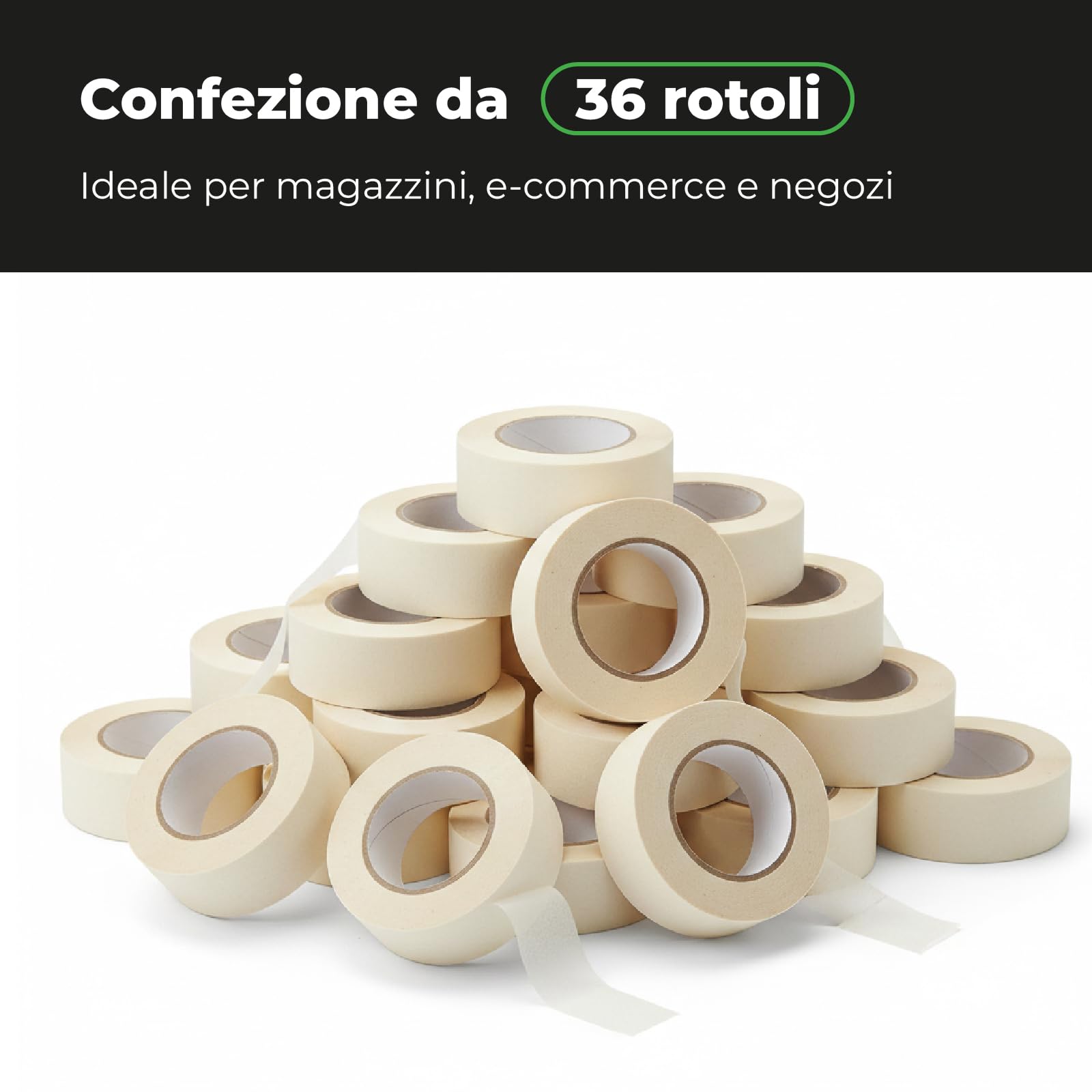 Nastro Adesivo in Carta Kraft 50 mm x 50 m - Imballaggio e Chiusura Cartoni, Adesione Duratura per Spedizioni, Magazzino e Traslochi, 36 Rotoli