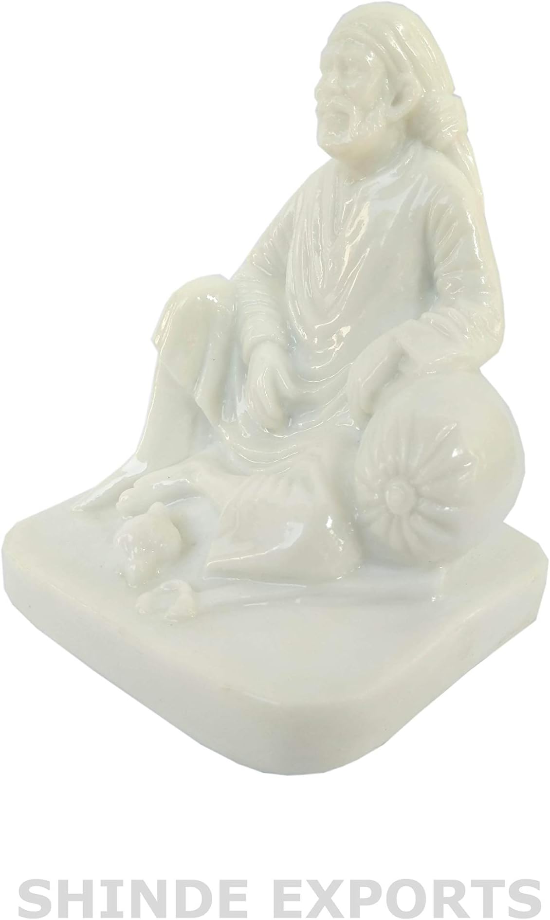 SHINDE EXPORTSShirdi Saibaba Marble Idol for car Dashboard and Gifting (4 inches)