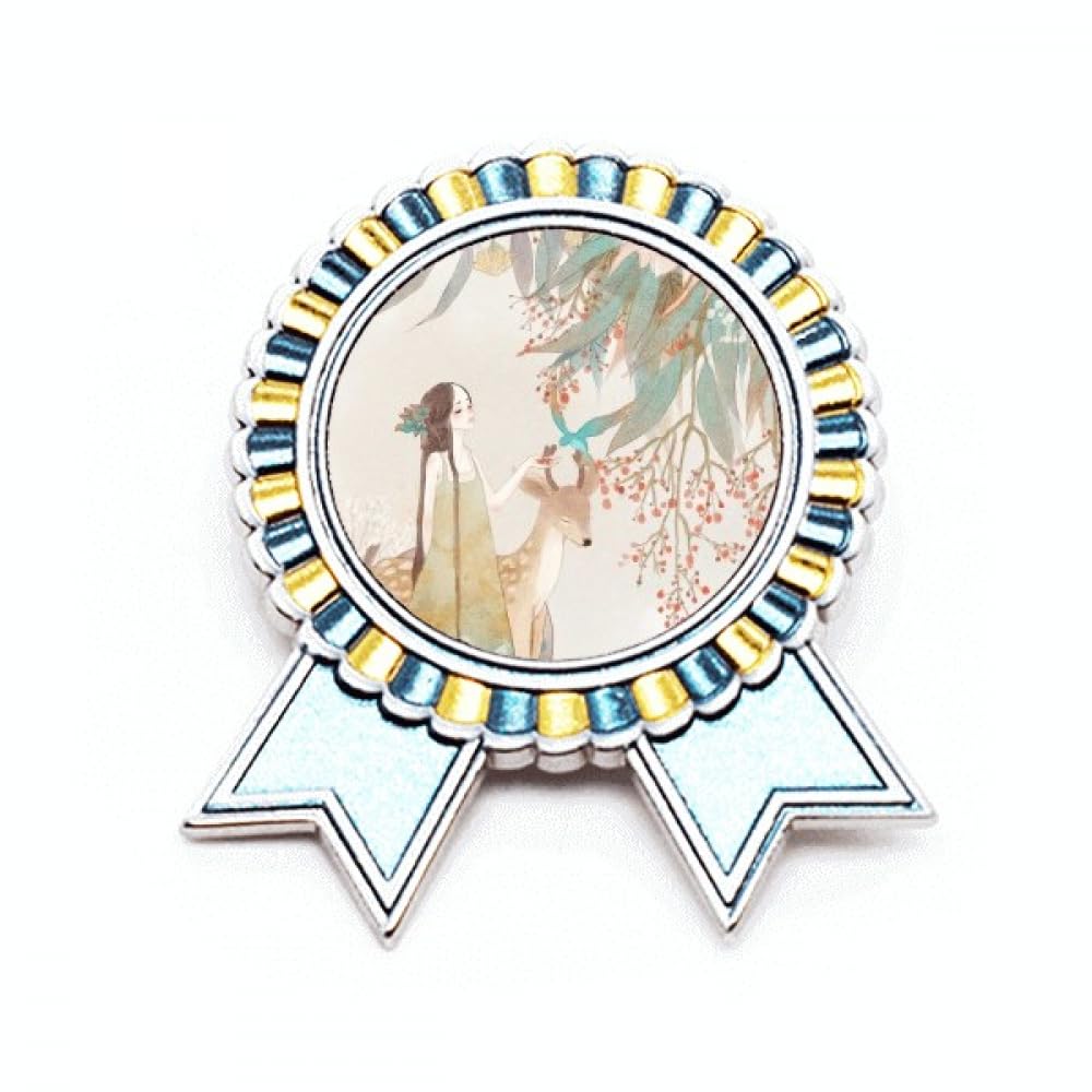 Broche cerf style chinois classique en métal ciselé élégant, Taille M - 4