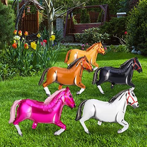 Dacitiery Dinosaur Horse Jungle Animal Balloons, 3d Cute Foil Balloons Jumbo Foil Balloons for Birthday Party Supplies Baby Shower Boys Girls (Horse)