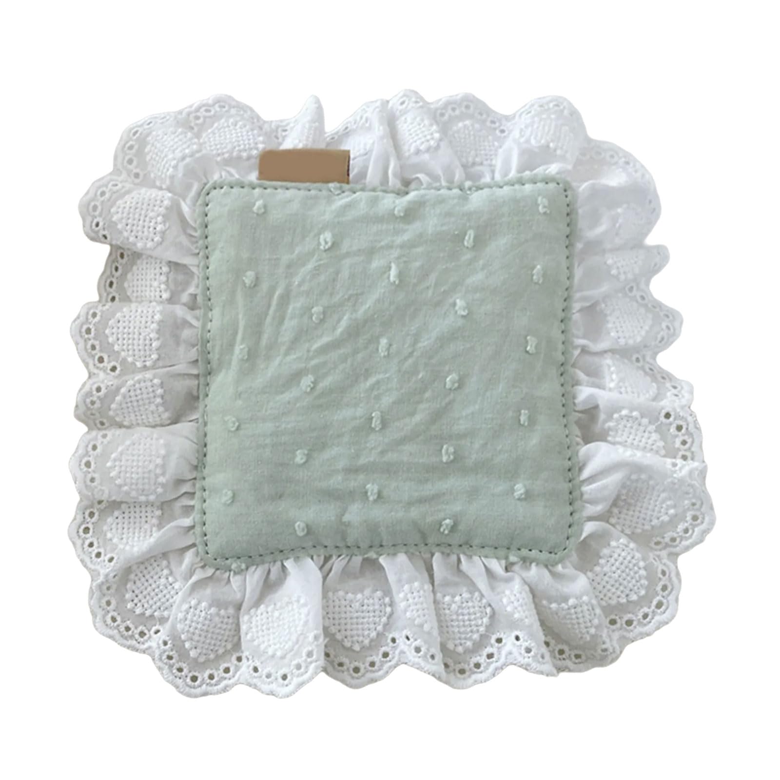 Kalttoy Mint Green Decorative Flower Edges Coasters Placemat Multipurpose Waterproof Tableware Mats For Home Kitchens Essential Portable Water Resistant Cup Mats