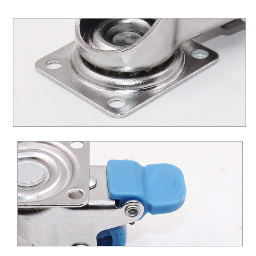 Möbelrollen, Caster Wheels,Wheels 4pcs Swivel Stem Caster,PA Nylon Material Castors,Metal Furniture Wheel,Threaded Rod Mounting,Silent,90kg Capacity,Blue,for Chair Sofa Coffee Table Stand (50mm,Brake)