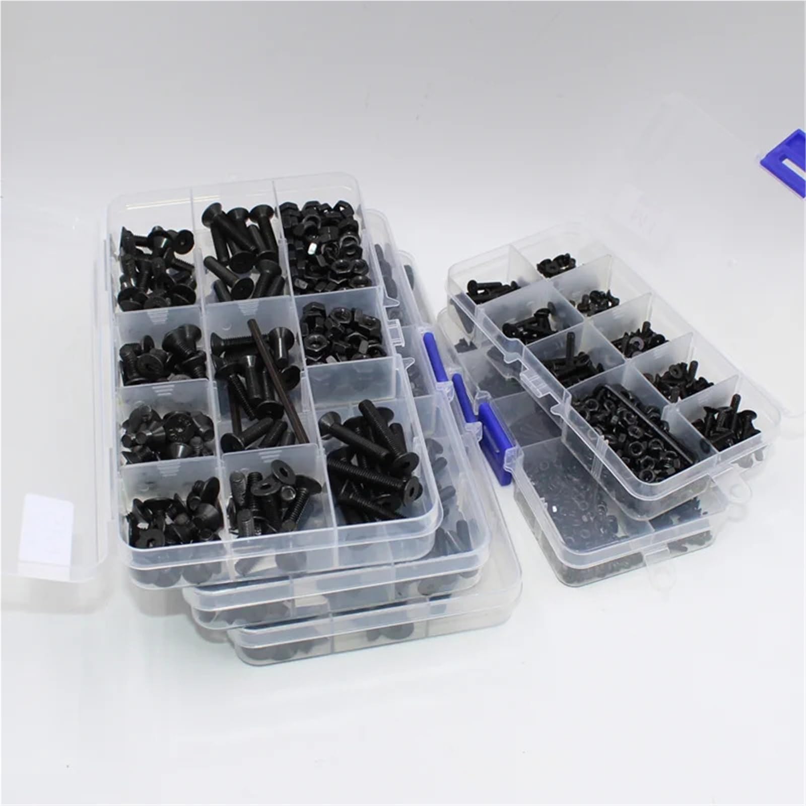 Juego De Tornillos Y Tuercas Kit de tornillos cabeza avellanada plana, hexagonal, M2, M3, M4, M5, M6, juego y tuercas acero al carbono negro(M6 142pcs)