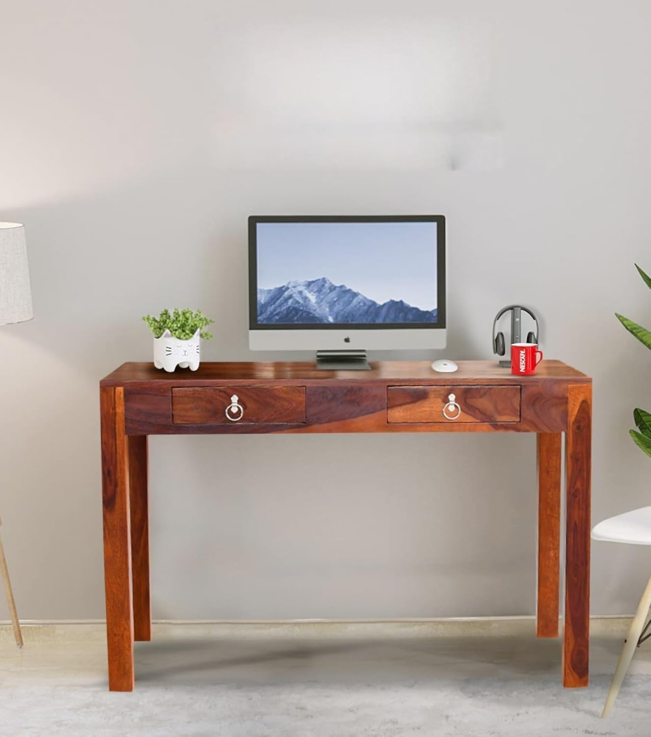 Solid Wood Study Table for Students | Laptop Table for Home Office Work Table | Wooden Study Desk Table for Adults | Study Table for Kids (Natural Finish)