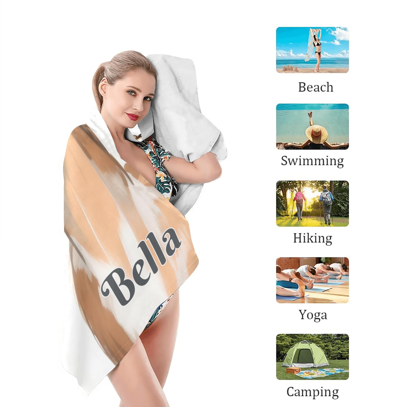 CUXWEOT Custom Personalized Baby Horse Watercolor Microfiber Beach Towel with Name Sand Free Mat Quick Dry Absorbent 30 X 60 inch Large Pool Towels Blanket for Women Men Kids Boys Girls