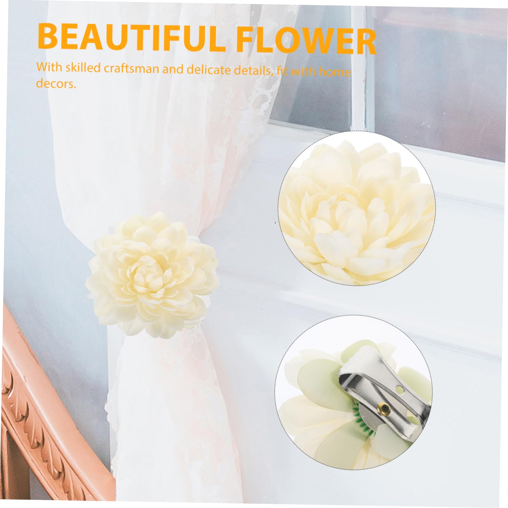 Cabilock Lot De 4 Boucles De Rideau en Plastique Et Métal Pinces À Rideau À Fleurs Force De Serrage Élevée pour La Décoration Intérieure 2 Pièces X 4