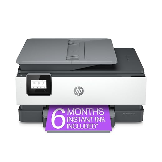 HP OfficeJet 8015e Wireless Color All-in-One Printer with 6 Months Free Ink with HP+(228F5A), White