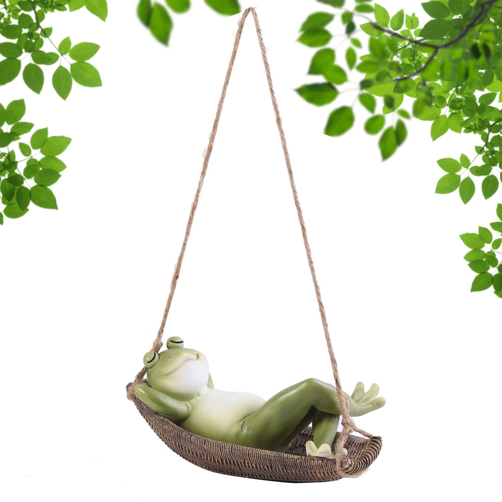 Jauhmui Gartenzwerge Lustig für außen Hängematte Frosch Dekoration Harz (Stil1) Garten