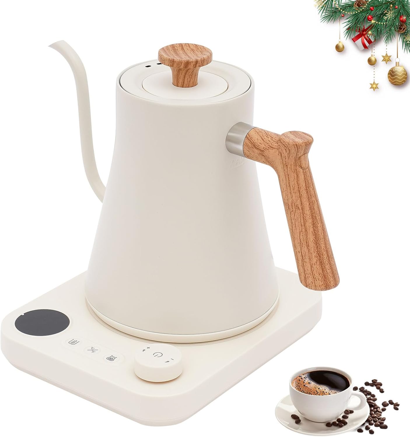 Electric Gooseneck Kettle, 1200W Electric Tea Kettle ±1℉ Precise Temperature Control for Pour Over Coffee and Tea Stainless Steel Inner, Quick Heating Electric Kettle with Handle (Black)