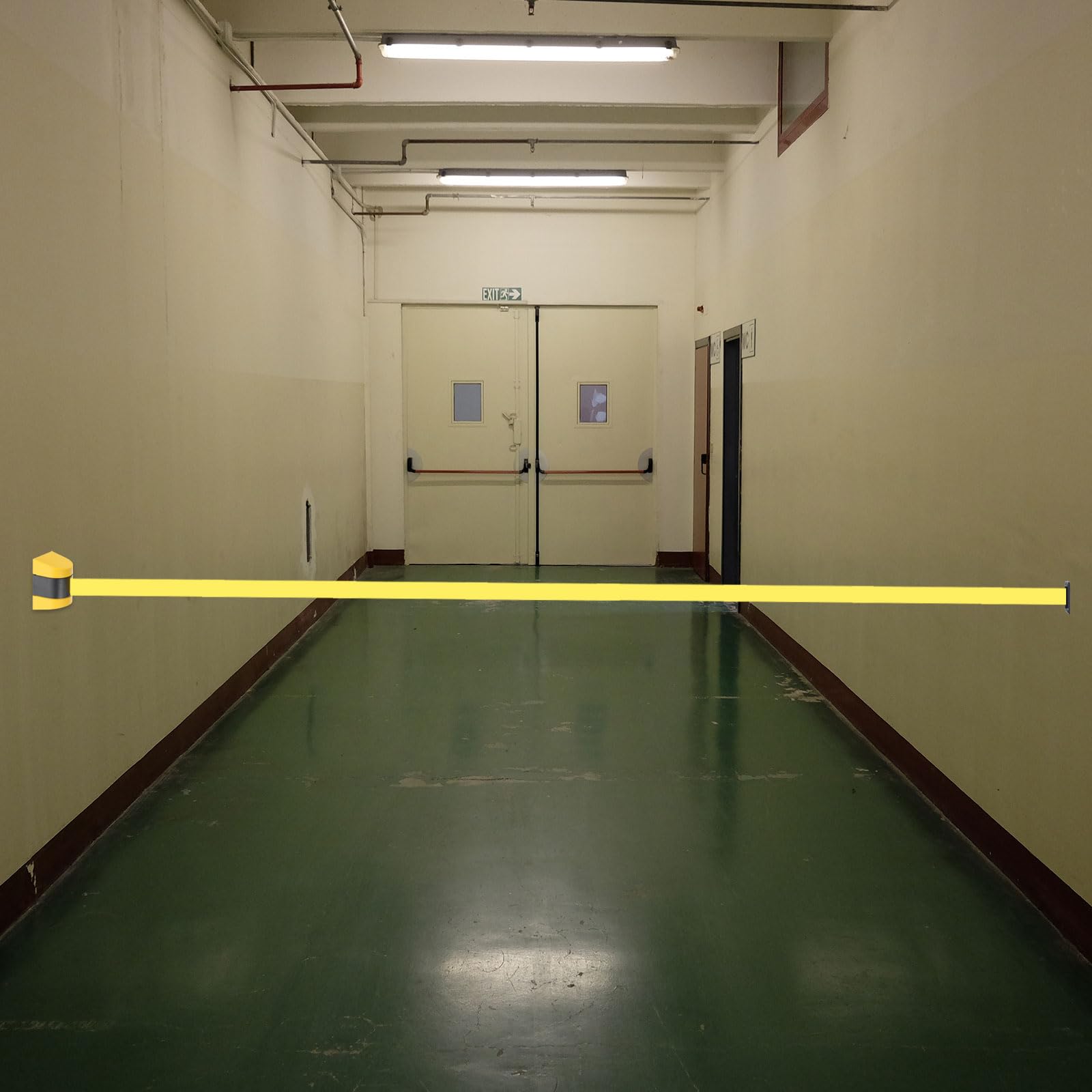 PATIKIL Barriera a Nastro Retrattile a Muro Fisso, 16.4 Ft Barriera di Controllo della Folla per Negozio al Dettaglio Stadio, Custodia Nera con Nastro di Cautela Giallo
