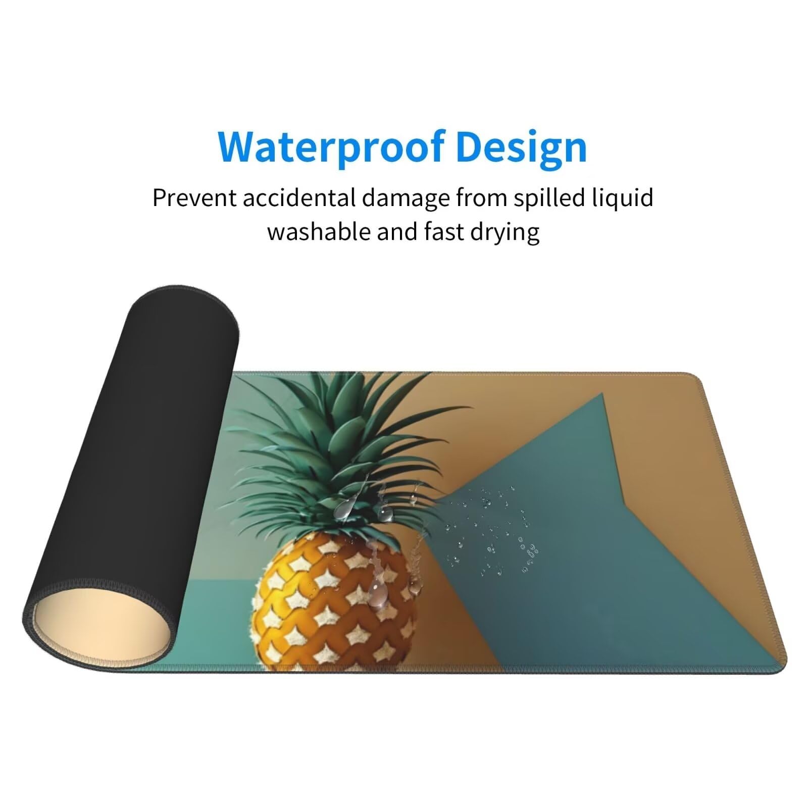 Tappetino Mouse, Tappetino Mouse Gaming Grande XXL 1500x800x3mm Tappetino Scrivania Mouse Pad, Base in Gomma Antiscivolo, Bordi Cuciti,Lavabile, Mousepad per Ufficio e Gaming (ananas) R-50