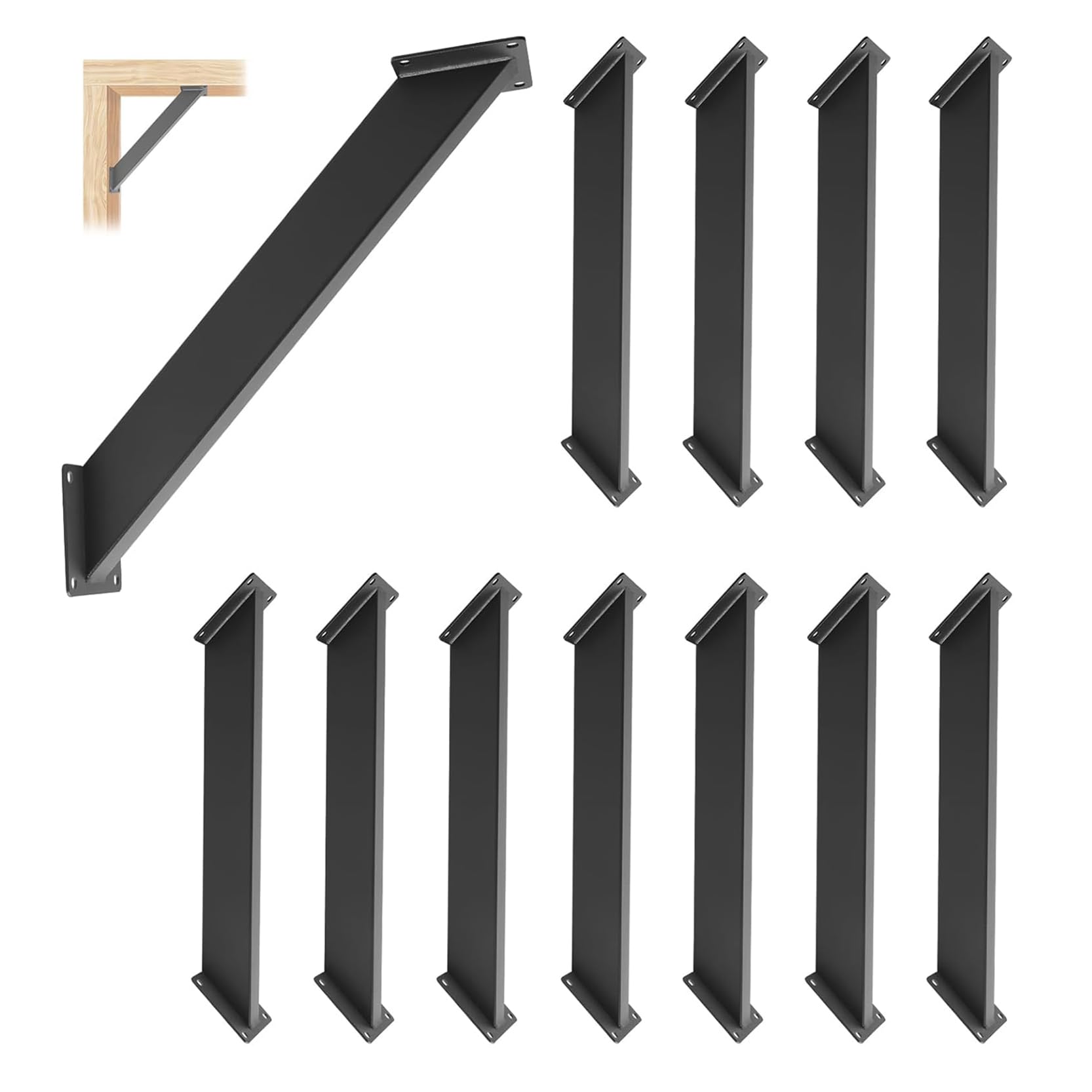 LQSYBHD 45 Degree Angle Support Bracket Black Heavy Duty Connector Brace Bracket Pergola Bracket Kit for Pergola Gazebo Tree House Patio Cabin Carbon Steel (Size:12pcs)